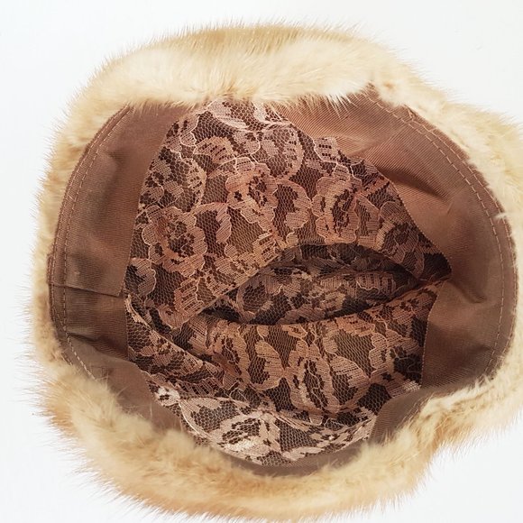 Rare Blonde Mink Fur Beret Hat, Vintage Brown Mink Fur Beret - Picture 8 of 10
